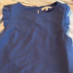 Monteau Blue Ruffled Cap Sleeve Blouse